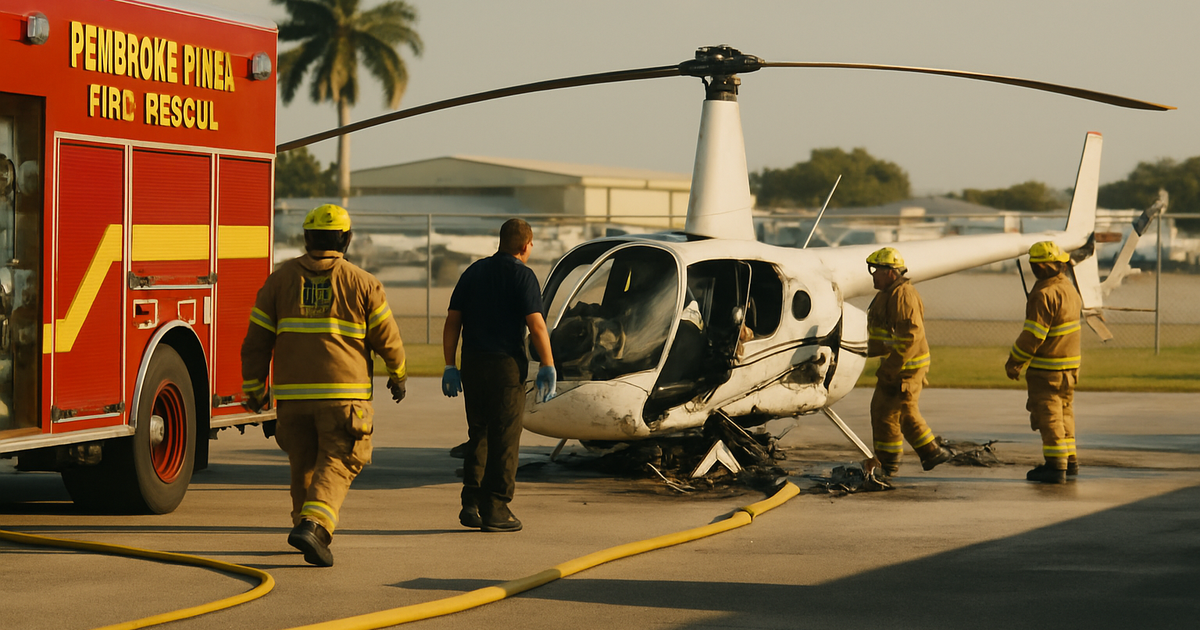 Helicopter Crash at North Perry Airport in Pembroke Pines Sends 4 to Hospital