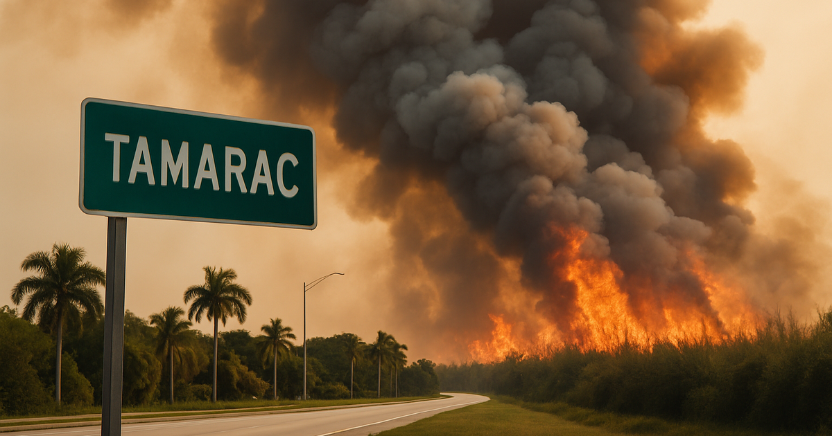 Massive Everglades Wildfire Spreads Across Broward County Near Tamarac